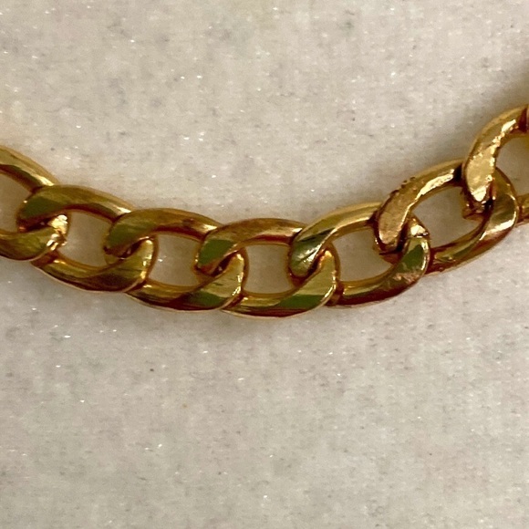 18KT Gold Plated Thick Chunky Curb Chain Link Statement Necklace Retro Classic - Picture 6 of 7